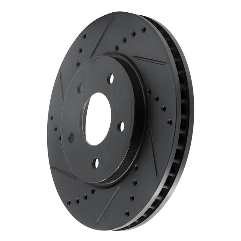 Chevrolet City Express Brake Rotor (1) - Front Left - R1 Concepts - Drilled & Slotted - Black - `11-`25